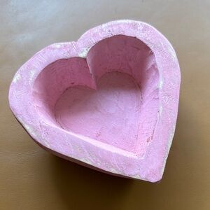 Pink Heart-Shaped Rustic Decorative Bowl
